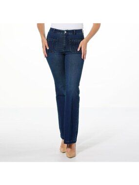G by Giuliana Jean Size 4 The Trouser G Soft Denim Sateen Wide Leg Dark Wash